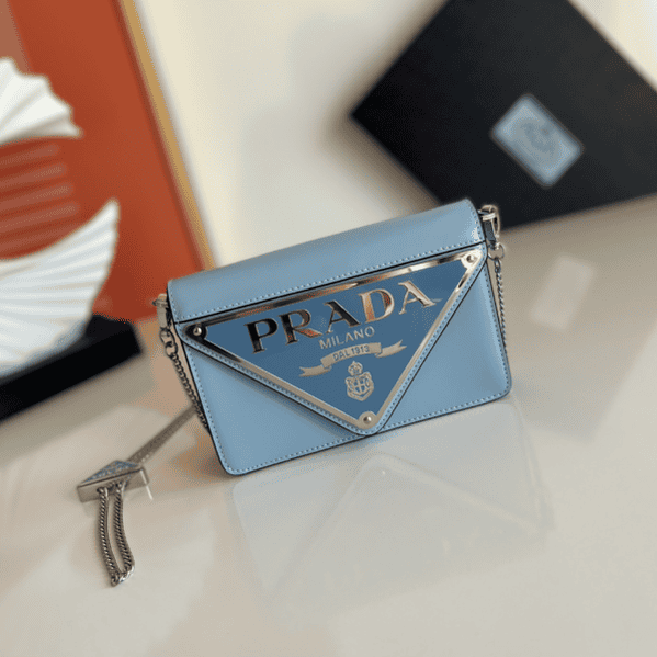 Prada Large Triangular Flip Cover Handbag - Blue 38264 | Sandra Bags