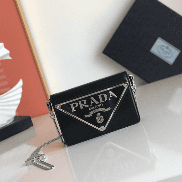 Prada Large Triangular Flip Cover Handbag - Black 78658 | Sandra Bags
