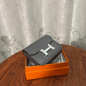 Hermes Kangkang Slim Wallet - Metal Gray 88497 | Sandra Bags