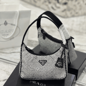 Prada Hobo Diamond Armpit Bag - Black/White 70198 | Sandra Bags