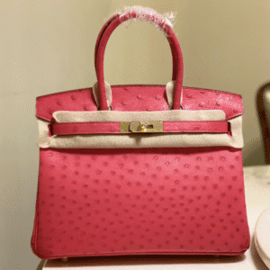 Hermes Ostrich Skin Hand Bag - Pink 83530 | Sandra Bags