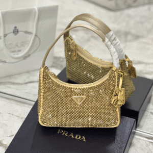 Prada Hobo Diamond Armpit Bag - Gold 17134 | Sandra Bags