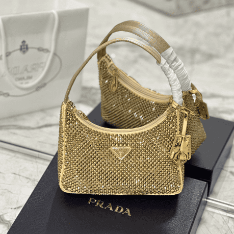 Prada Hobo Diamond Armpit Bag - Gold 17134 | Sandra Bags