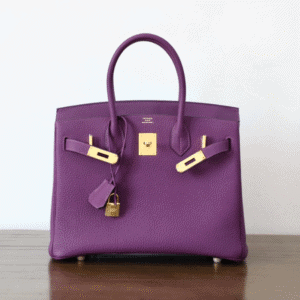Hermes Birkin Gold Buckle Handbag - Purple 39595 | Sandra Bags