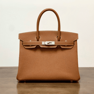 Hermes Birkin Silver Buckle Handbag - Gold Brown 60857 | Sandra Bags