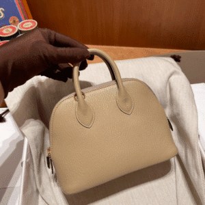 Hermes Mini Bolide Cute Little Shell Bag - Windbreaker Gray Trench 92682 | Sandra Bags