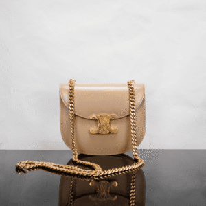 Celine Teen Besace Triomphe Glossy Cow Leather Chain Handbag - Rose Pink 65007 | Sandra Bags
