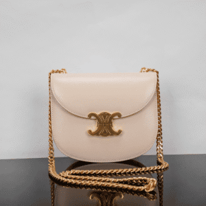 Celine Teen Besace Triomphe Glossy Cow Leather Chain Handbag - Off White 68098 | Sandra Bags