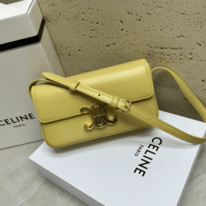 Celine Triomphe Shiny Cow Leather Shoulder Bag - Cream 34239 | Sandra Bags