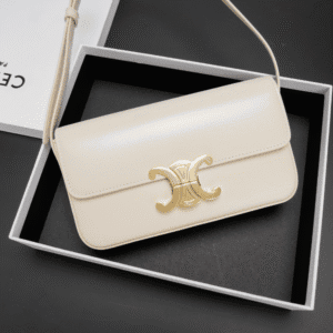 Celine Triomphe Shiny Cow Leather Armpit Bag - off White 77976 | Sandra Bags