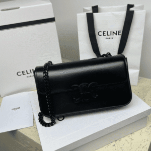 Celine Chain Underarm Triomphe Canvas Bag - Black 21522 | Sandra Bags