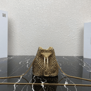 Prada Mini Necklace Crystal Bag - Gold 53378 | Sandra Bags