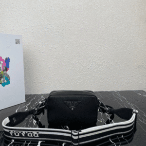 Prada Single-Pull Double Shoulder Strap Handbag - Black 44490 | Sandra Bags