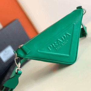 Prada Embroidered Webbing Triangle Bag - Green 83642 | Sandra Bags
