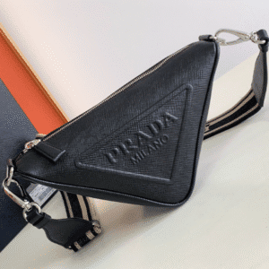 Prada Embroidered Webbing Triangle Bag - Black 25352 | Sandra Bags