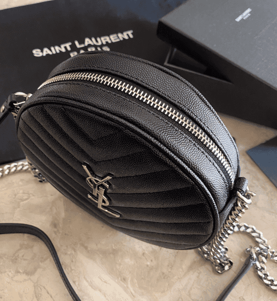 YSL Vinyle Cute Round Bag - Black 87406 | Sandra Bags - Image 4