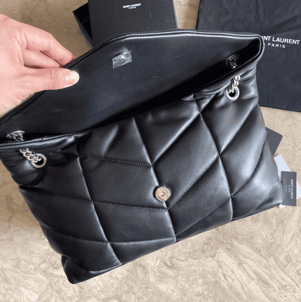 YSL Bi-Fold Back Shoulder Quilted Lambskin Large Bag – Black (Silver) 87402 | Sandra Bags - Image 3