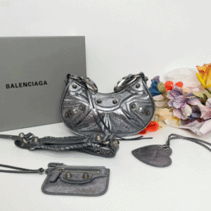 Balenciaga Le Cagole Half-Moon Small Armpit Dumpling Bag - Silver 82745 | Sandra Bags