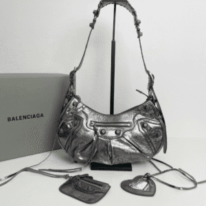 Balenciaga Le Cagole Half-Moon Large Armpit Dumpling Bag - Silver 81314 | Sandra Bags