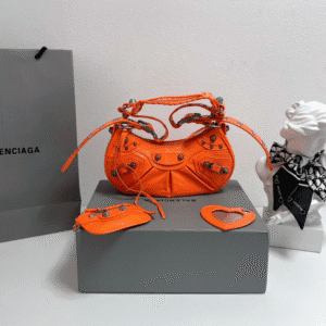 Balenciaga Le Cagole Half-Moon Small Armpit Dumpling Bag - Orange 93731 | Sandra Bags