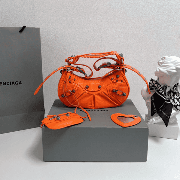 Balenciaga Le Cagole Half-Moon Small Armpit Dumpling Bag - Orange 93731 | Sandra Bags