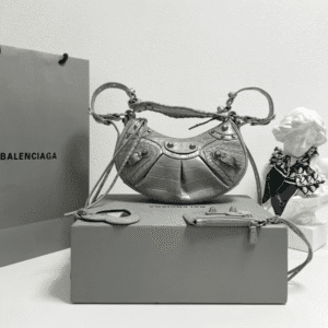 Balenciaga Le Cagole Half-Moon Small Armpit Dumpling Bag - Gray 85842 | Sandra Bags