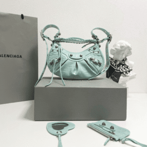 Balenciaga Le Cagole Half-Moon Small Armpit Dumpling Bag - Green 12992 | Sandra Bags