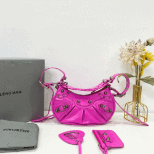 Balenciaga Le Cagole Half-Moon Small Armpit Dumpling Bag - Rose Red 58635 | Sandra Bags