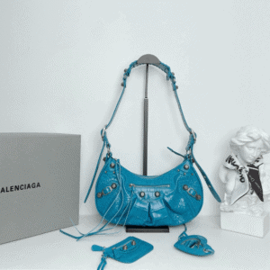 Balenciaga Le Cagole Half-Moon Large Armpit Dumpling Bag - Blue 48618 | Sandra Bags