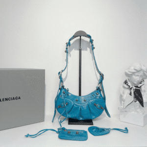Balenciaga Le Cagole Half-Moon Small Armpit Dumpling Bag - Blue 57185 | Sandra Bags