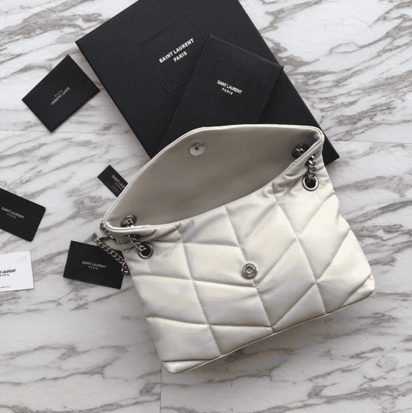 YSL Bi-Fold Back Shoulder Quilted Lambskin Medium Bag – White 40201 | Sandra Bags - Image 3