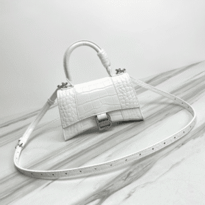 Balenciaga Hourglass Small Bag (Silver Buckle) - White 14487 | Sandra Bags