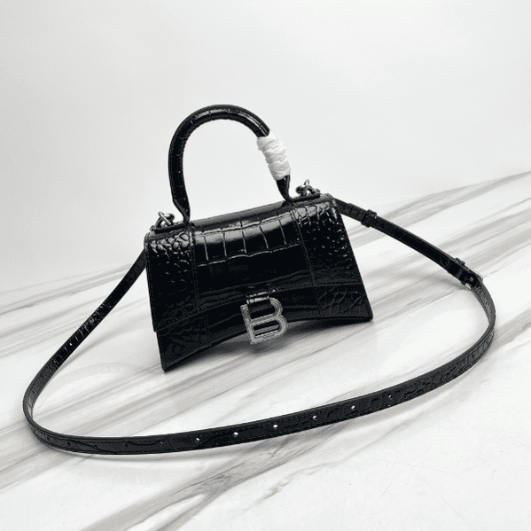 Balenciaga Hourglass Small Bag (Silver Buckle) - Black 16179 | Sandra Bags