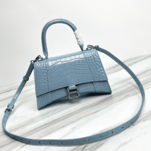 Balenciaga Hourglass Crocodile Sand bag (Silver Buckle) - Blue 77103 | Sandra Bags