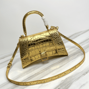 Balenciaga Hourglass Crocodile Sand bag (Golden Buckle) - Gold 59353 | Sandra Bags