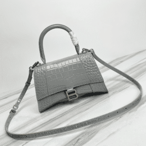 Balenciaga Hourglass Crocodile Sand bag (Silver Buckle) - Gray 73788 | Sandra Bags