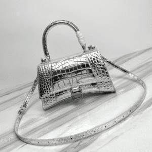 Balenciaga Hourglass Crocodile Sand bag (Silver Buckle) - Silver 39833 | Sandra Bags