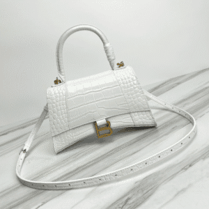 Balenciaga Hourglass Crocodile Sand bag (Golden Buckle) - White 57800 | Sandra Bags