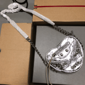 Balenciaga New Le Cagole Heart Bag - Silver 60094 | Sandra Bags