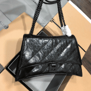 Balenciaga Crush Hourglass Medium Chain Bag - Black 21818 | Sandra Bags