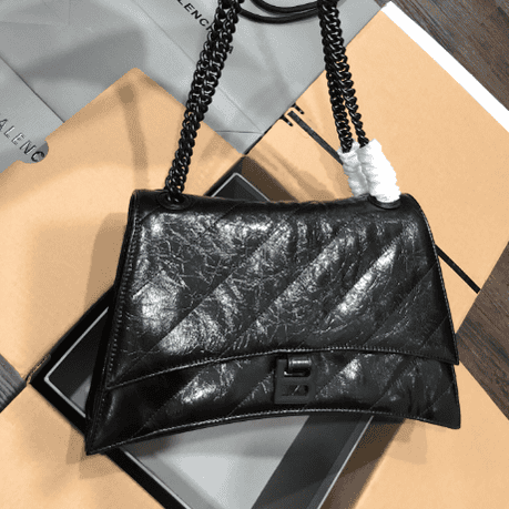 Balenciaga Crush Hourglass Medium Chain Bag - Black 21818 | Sandra Bags