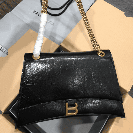 Balenciaga Crush Hourglass Medium Chain Bag - Black/Gold 67387 | Sandra Bags