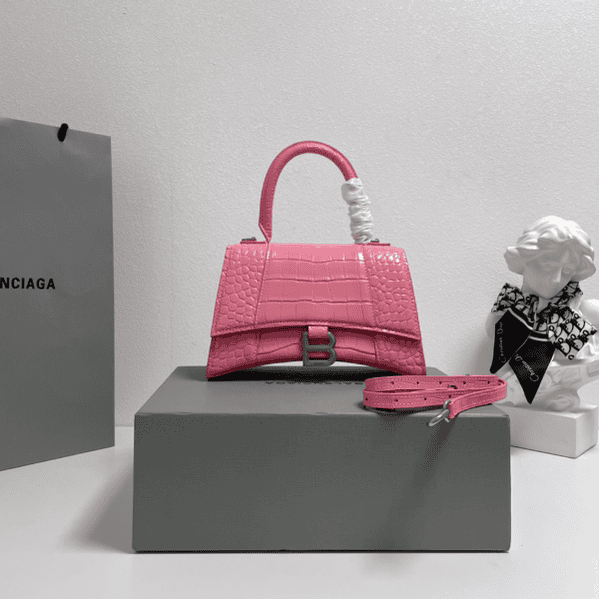 Balenciaga Crocodile Small Hourglass Bag - Pink 81267 | Sandra Bags