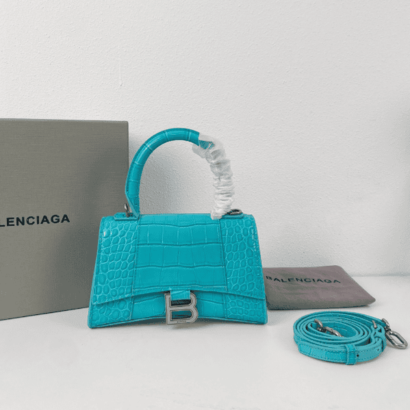 Balenciaga Crocodile XSmall Hourglass Bag - Blue 83876 | Sandra Bags