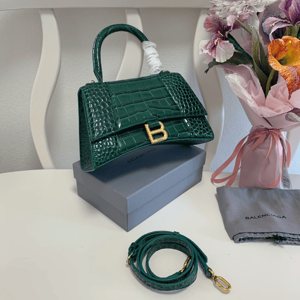 Balenciaga Crocodile Small Hourglass Bag - Green 35898 | Sandra Bags
