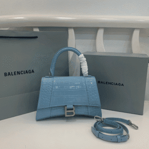 Balenciaga Crocodile Small Hourglass Bag - Sky Blue 37807 | Sandra Bags