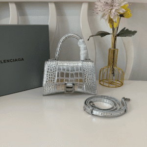 Balenciaga Crocodile XSmall Hourglass Bag - Silver 30603 | Sandra Bags