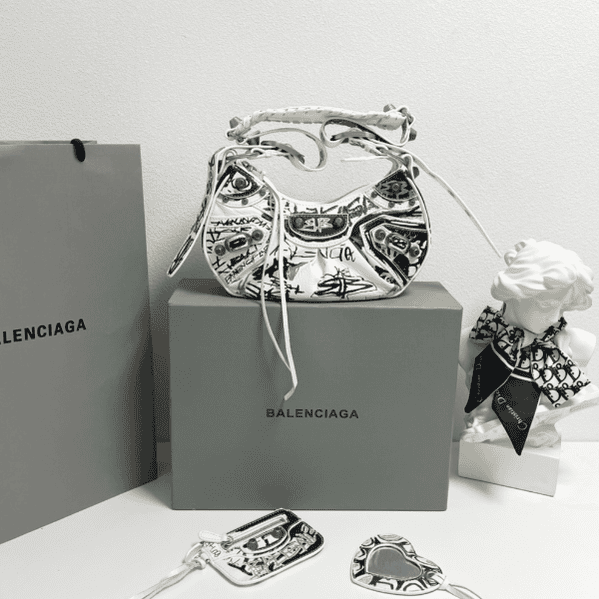 Balenciaga Half-Moon XSmall Armpit Dumpling Bag - White 18605 | Sandra Bags