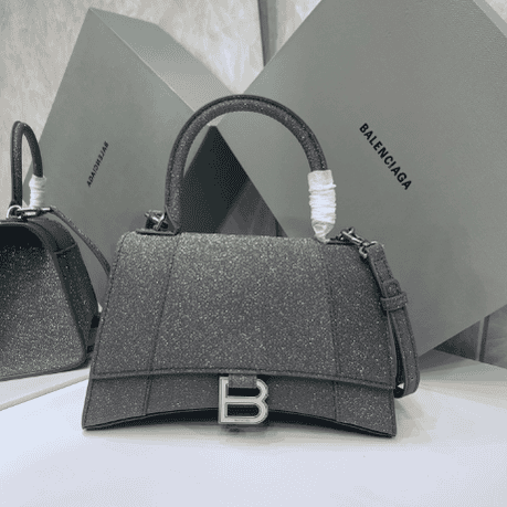 Balenciaga Heavy-Hitting Large Hourglass Bag - Shimmery Black 62429 | Sandra Bags