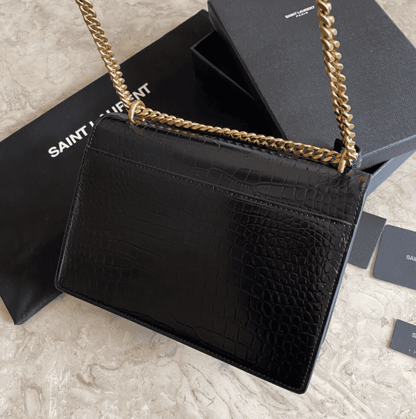 YSL Yves Small Crocodile Handbag - Black 81047 | Sandra Bags - Image 2